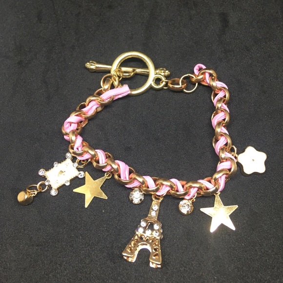 Paris Eiffel Tower Leather Charm Bracelet - Picture 3 of 12